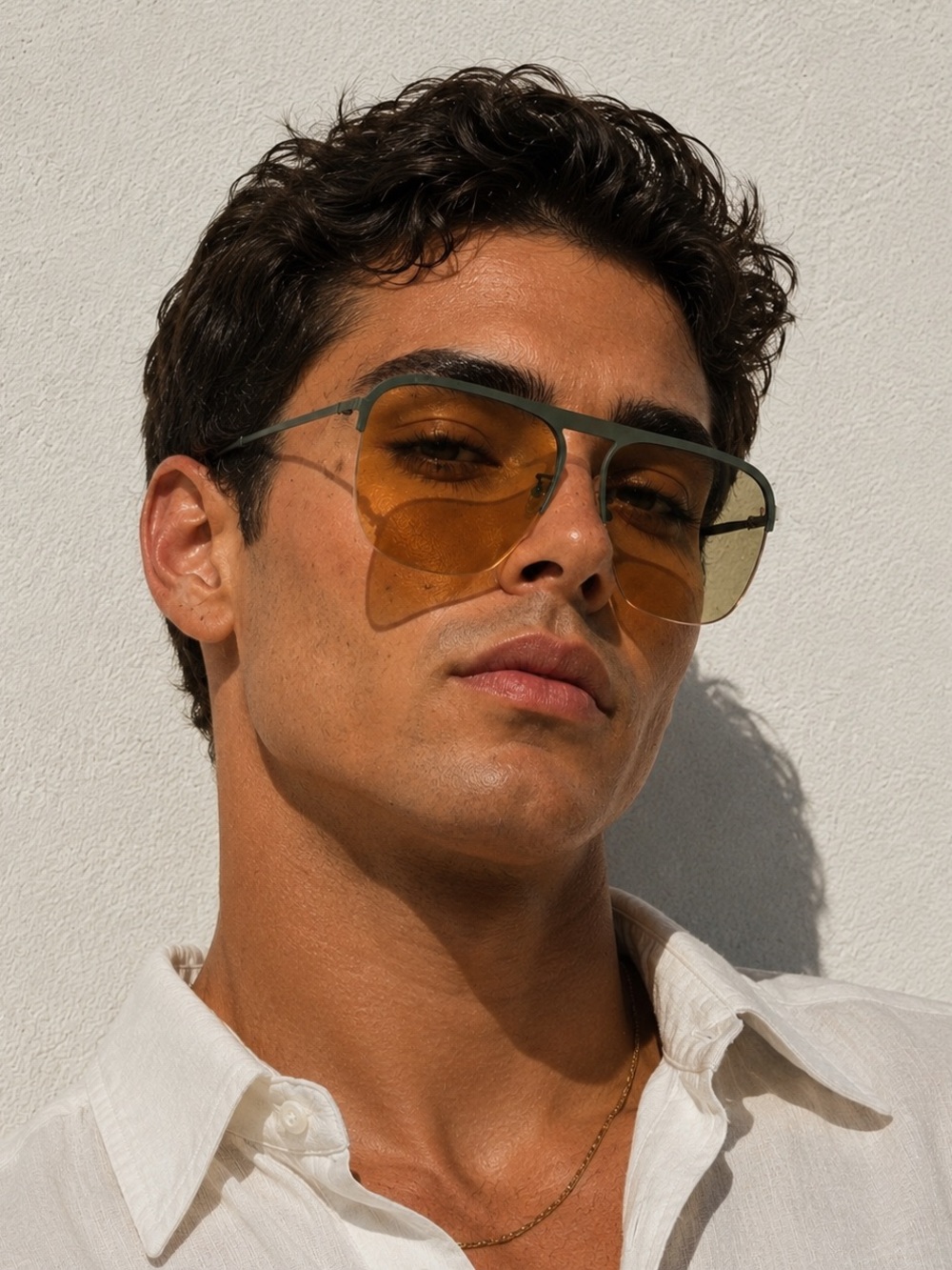 Men's Aviator Sunglasses with Amber Gradient Lenses
